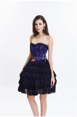 Lingerie à volants en dentelle - corset style robe de soirée avec motif floral