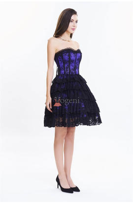 Lingerie à volants en dentelle - corset style robe de soirée avec motif floral