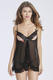 Black sheer open cup lace babydoll