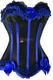 Black blue satin ruffles trimmed fashion bustier corset with tutu skirt