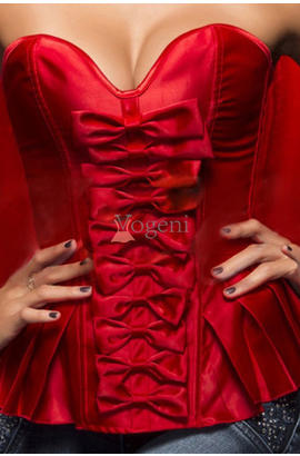 Top corset halloween avec glissière au dos et volant rouge désossé