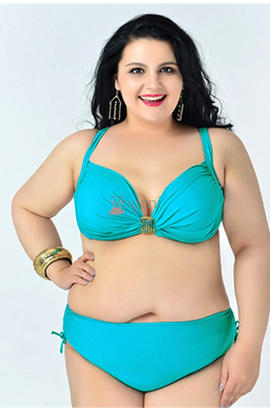 Sexy bikini bleu pour femmes grande taille push up maillot de bain et plage