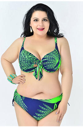 Monokini d'été d'impression vert, maillot de bain de plus taille, femmes hot