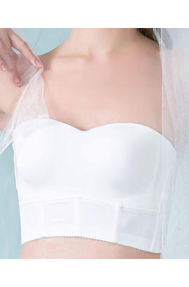 Soutien-gorge de mariée long sans bretelles en couleur unie