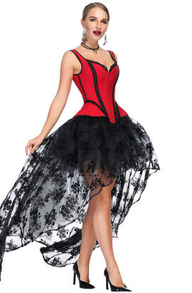 Joli ensemble corset corset bordé de dentelle et robe