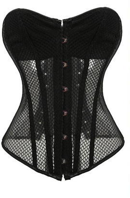 Bustier corset sexy en résille noire avec 12 baleines