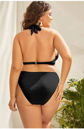 Bikini 2 pièces grande taille dos nu à armatures noirs
