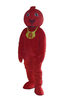 Costume de mascotte en peluche rouge petit monstre garçon pour soirée déguisée