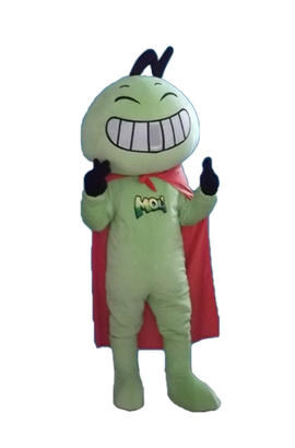 Costume de mascotte de superman style insecte avec cape pour adulte
