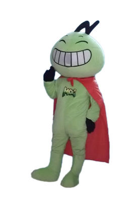 Costume de mascotte de superman style insecte avec cape pour adulte