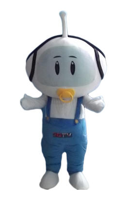 Costume de mascotte de mamelon bleu et blanc pour d'adulte