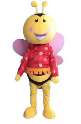 Costume de mascotte d'abeille avec quatre ailes roses pour adultes