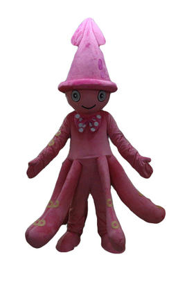 Costume mascotte de calamar rose de dessin animé