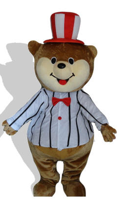 Un costume de mascotte une peluche d’ours magique en mousse