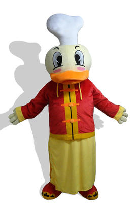 Costume de mascotte animale d’un canard en chef de cuisine chinois