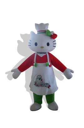 Costume de mascotte de dessin animé de kitty en chef cuisinier