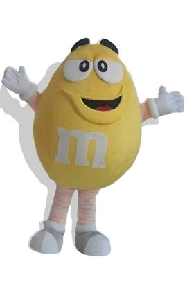 Costume de mascotte du m&m’s jaune