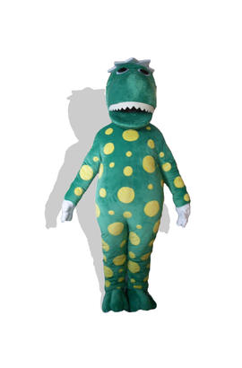 Costume animal mascotte dinosaure vert à pois jaunes