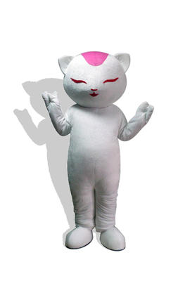 Costume de mascotte super mignon en peluche courte, un chat blanc