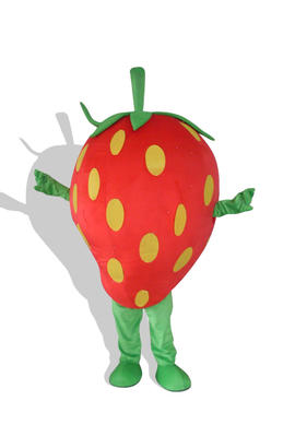 Costume de mascotte en forme de fruit représentant une grosse fraise