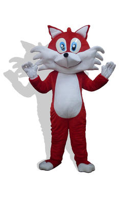 Costume adulte de mascotte dessin animé renard rouge en peluche légère