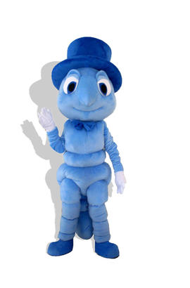 Costume mascotte insecte bleu gentleman animal de dessin animé