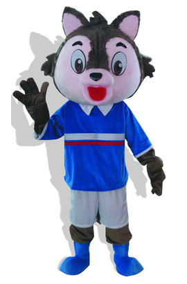 Costume de mascotte animale d’un loup joueur de foot