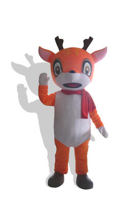 Costume mascotte de cerf rouge blanc