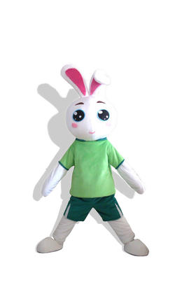 Un costume de mascotte d’un adorable lapin athlétique et sportif