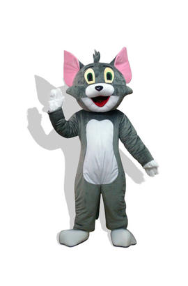 Costume de mascotte de dessin du chat tom gris